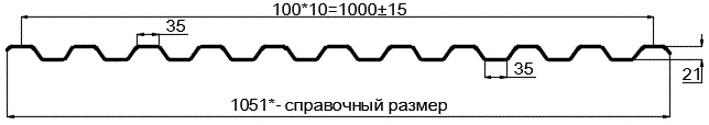 Фото: Профнастил оцинкованный С21 х 1000 (ОЦ-01-БЦ-0.55) в Долгопрудном